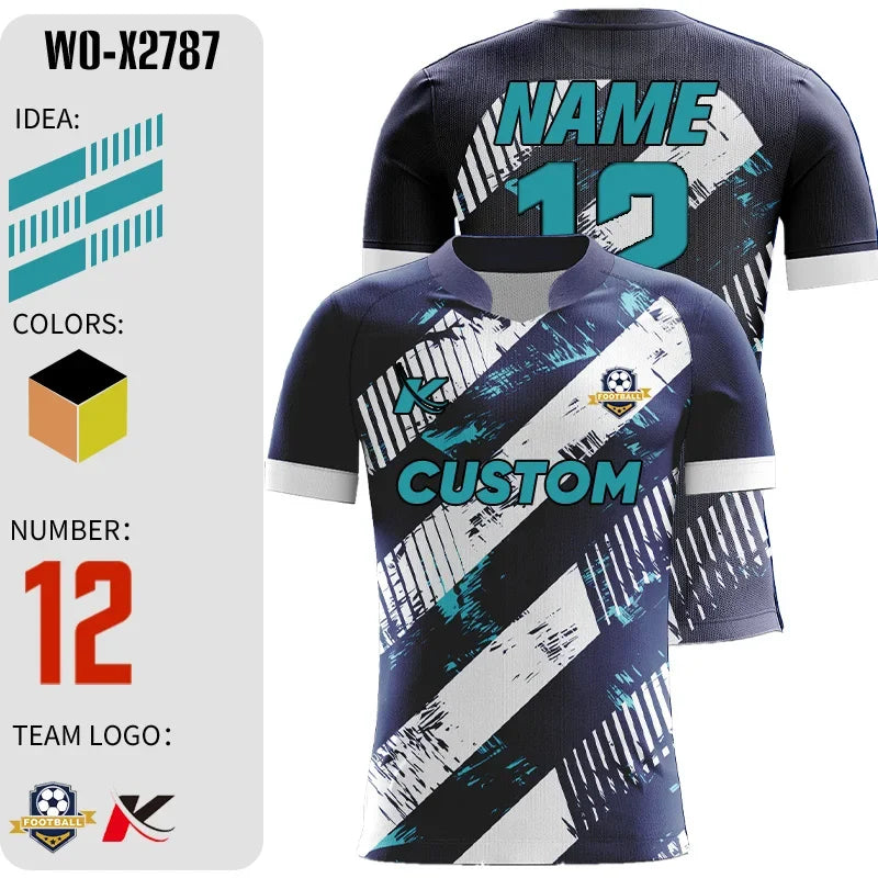 Men's Polyester Soccer Uniform Set with Sublimation Print, Sizes 2-5XL