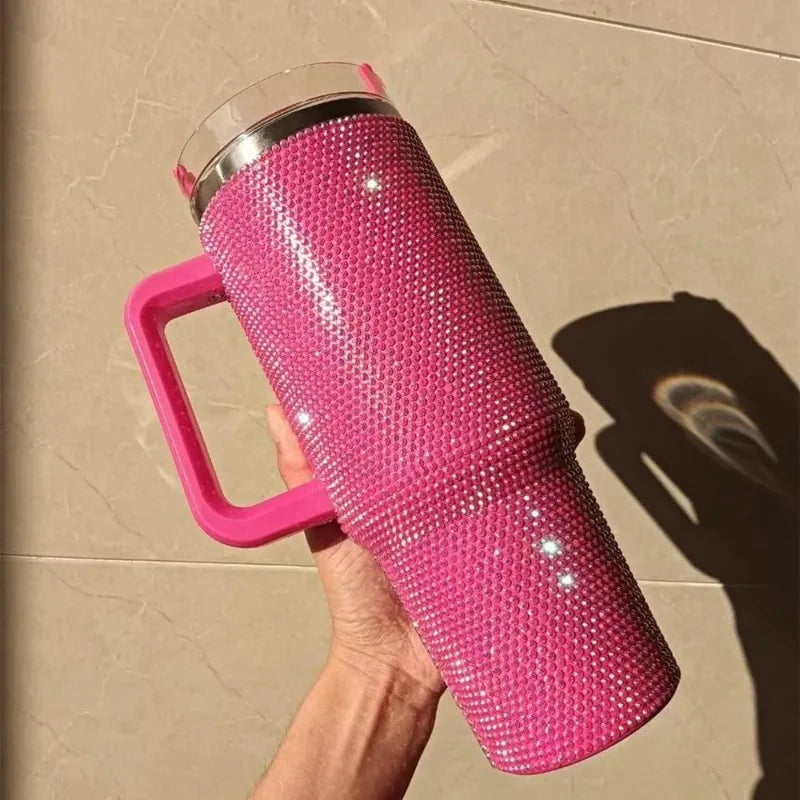 40oz Rhinestone Tumbler Stainless Steel Straw Women Cup Shiny Diamond Travel Car Thermoses Coffee Mug Water Bottle Drinkware - Buy online at  Vibe In Cart.