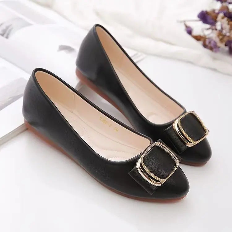 2025 Minimalist Square-Buckle Chain Flats Genuine Leather Slip-Resistant Cushioned Mom Loafers - Buy online at  Vibe In Cart.