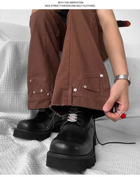 2025 Y2K Fashion Vintage Brown Baggy Flare Jeans Pants For Men High Street Hip Hop Women Casual Cotton Long Trousers Pantalon - Buy online at  Vibe In Cart.