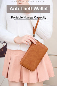 Multifunctional Travel Passport Wallet with RFID Protection in Microfiber Leather