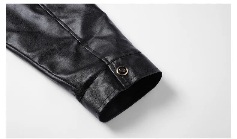 Autumn Winter Men Leather Jacket Vintage Thicken Fleece Turn Down Collar Male Coat Long Sleeve Business Casual Male Outerwear - Buy online at  Vibe In Cart.