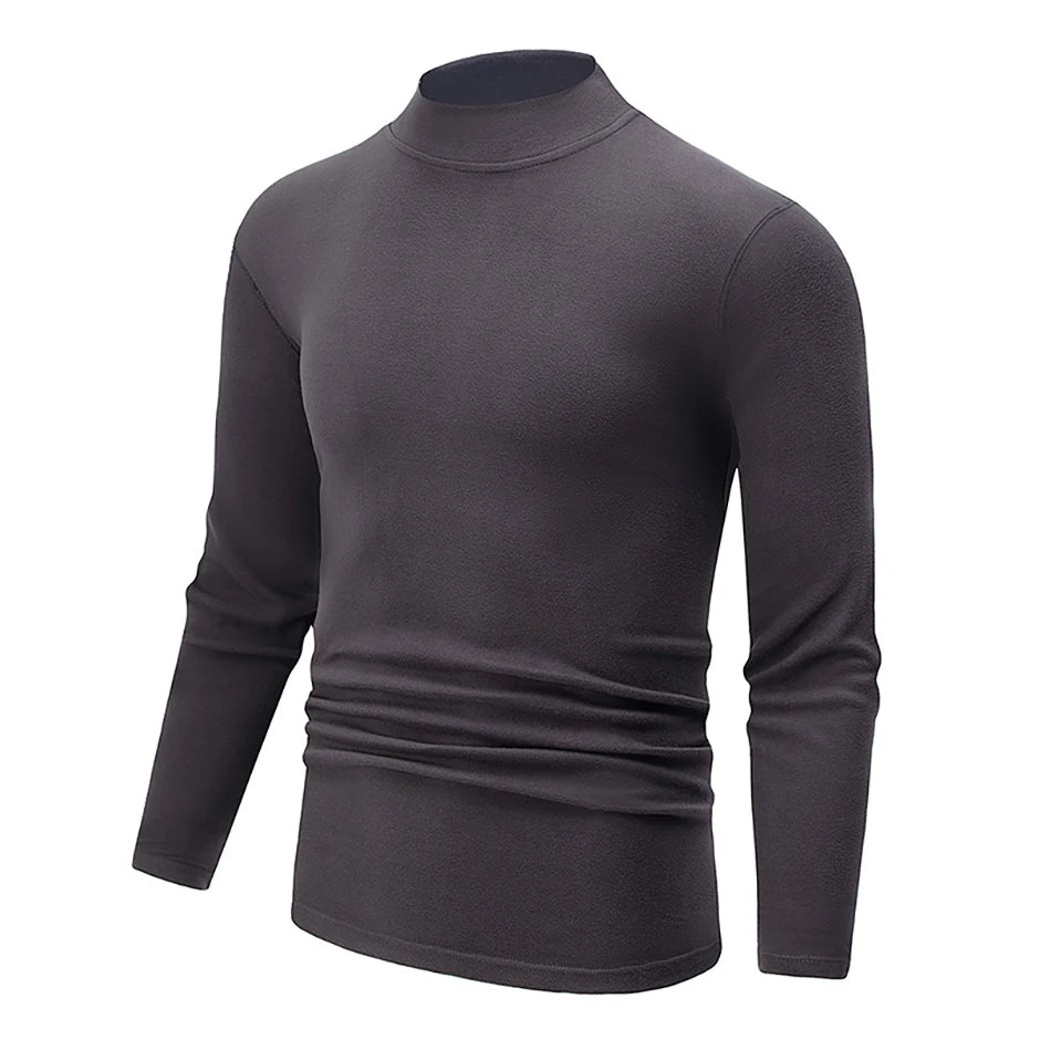 1/2piece Autumn And Winter Men's Semi High Neck Fashionable Base Long Sleeved Top Solid Color Casual Sports Fitness Warm T-shirt - Buy online at  Vibe In Cart.