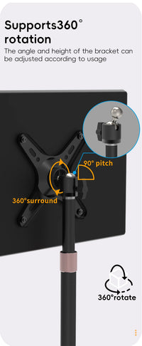 Height Adjustable VESA Portable Monitor Stand for Up to 18-Inch Monitors