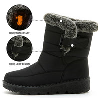 Boots Waterproof Fur Boots For Snow Women's Winter Shoes Low Heels Women Middle Boots Winter Footwear Warm Combat Shoes Woman - Buy online at  Vibe In Cart.