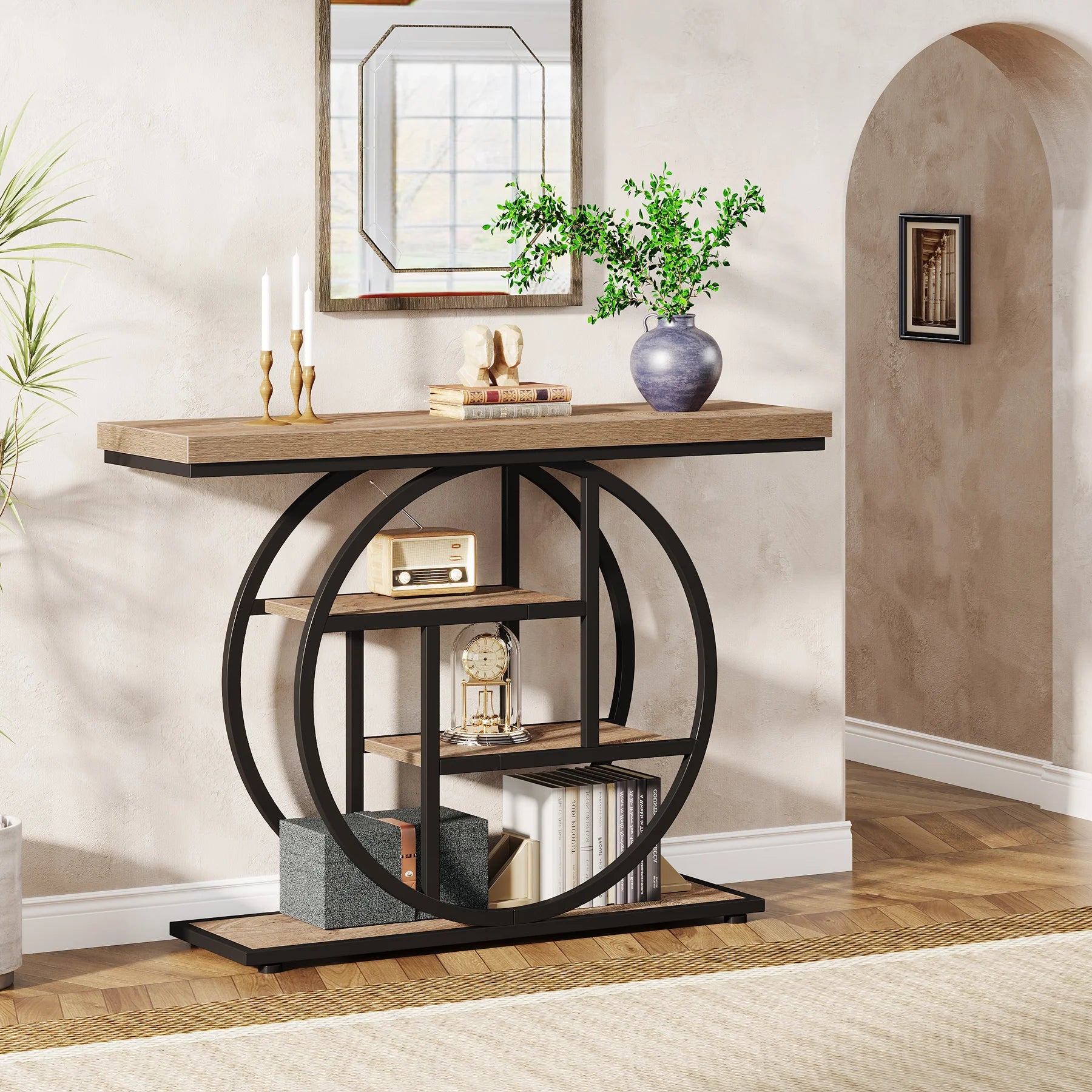 4-Tier Industrial Console Table, 41.3-Inch Metal for Entryway