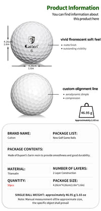 Caiton 50pcs 3-Layer Golf Balls - 332 Dimple, Max Distance, Spin Control, Durable, Accurate - Ideal for Training & Play - Buy online at  Vibe In Cart.