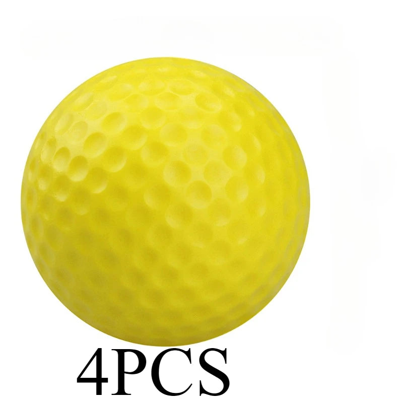 Set Of 4 4.2 Inch Yellow Solid Plastic Elastic Golf Balls