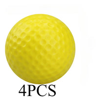 Set Of 4 4.2 Inch Yellow Solid Plastic Elastic Golf Balls