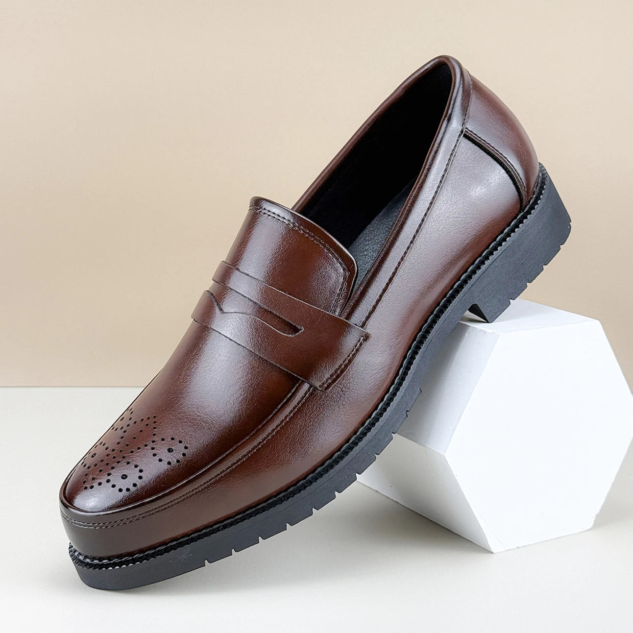 Men's Formal Leather Shoes British Style Oxford Loafers Round Toe Breathable Non-Slip Business Dress Wedding Office Casual Shos - Buy online at  Vibe In Cart.
