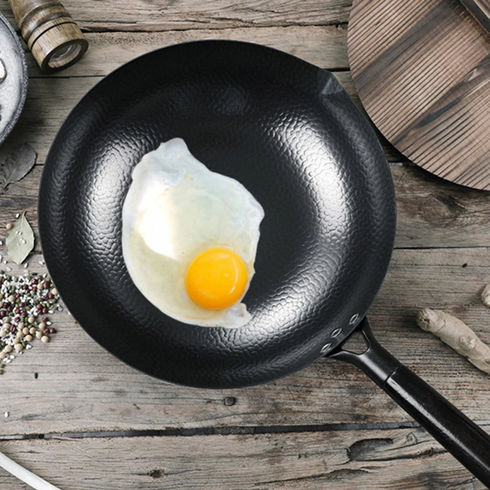 Pure Iron wok cast iron pan Non-coated Pot General use for Gas and Induction Cooker 32cm Chinese Wok Cookware Pan - Buy online at  Vibe In Cart.