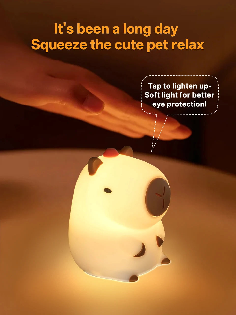 GGbingo Rechargeable Cute Capybara Night Light Novelty Dimmable Nursery Nightlight Touch Lamp Silicone Pat Lamp for Kids Room - Buy online at  Vibe In Cart.