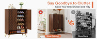 Tribesigns 6-Tier Shoe Cabinet with Doors, Walnut Wooden Shoe Storage Cabinet with Adjustable Shelves for Entryway - Buy online at  Vibe In Cart.