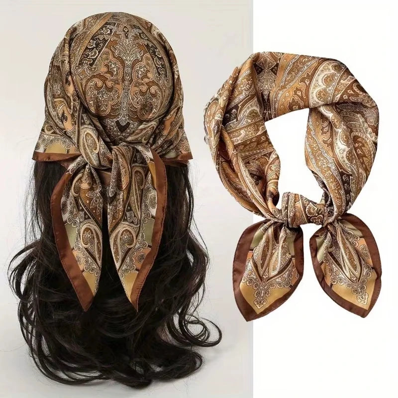 Women's 70x70cm Square Silk Scarf Shawl Headband