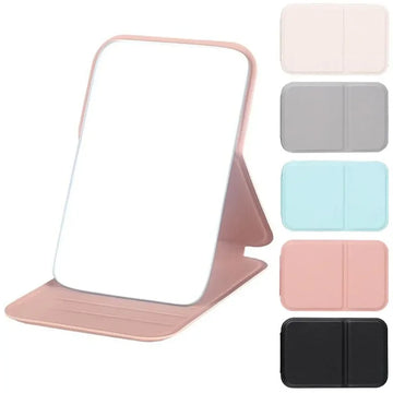 Desktop Makeup Mirror Solid Color PU Leather Simple Portable Handheld Makeup Mirror Foldable Student Compact Cute Pocket Mirror - Buy online at  Vibe In Cart.