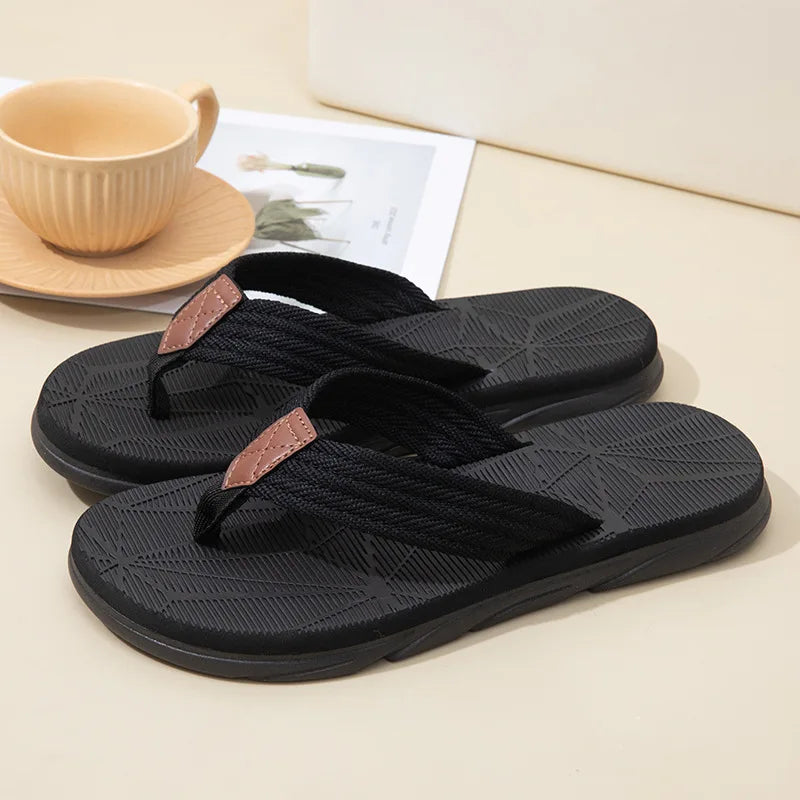 Men's Flat Non-Slip Summer Outdoor Slippers with Rubber Outsole