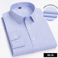Men's Long Sleeve Plaid Stripe Shirt With Single Pocket For All Seasons