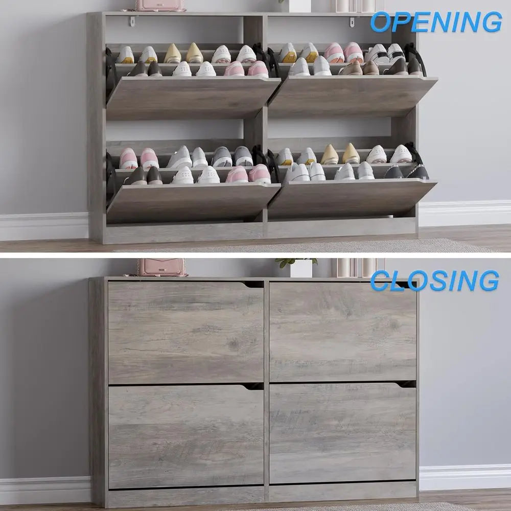 Compact Shoe Storage Cabinet with 4 Drawers, Space-Saving Shoe Rack for Home Entrances and Living Spaces - Buy online at  Vibe In Cart.