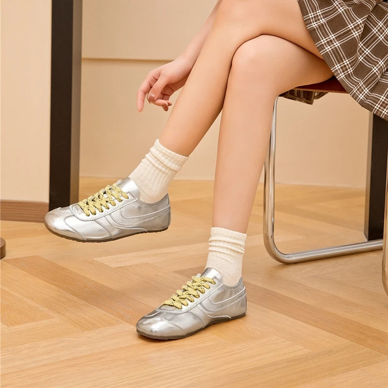 German Training Shoes Women 2025 New Genuine Leather Women Sneakers Flat Lace-up Retro Large Size Forrest Gump Shoes Women - Buy online at  Vibe In Cart.