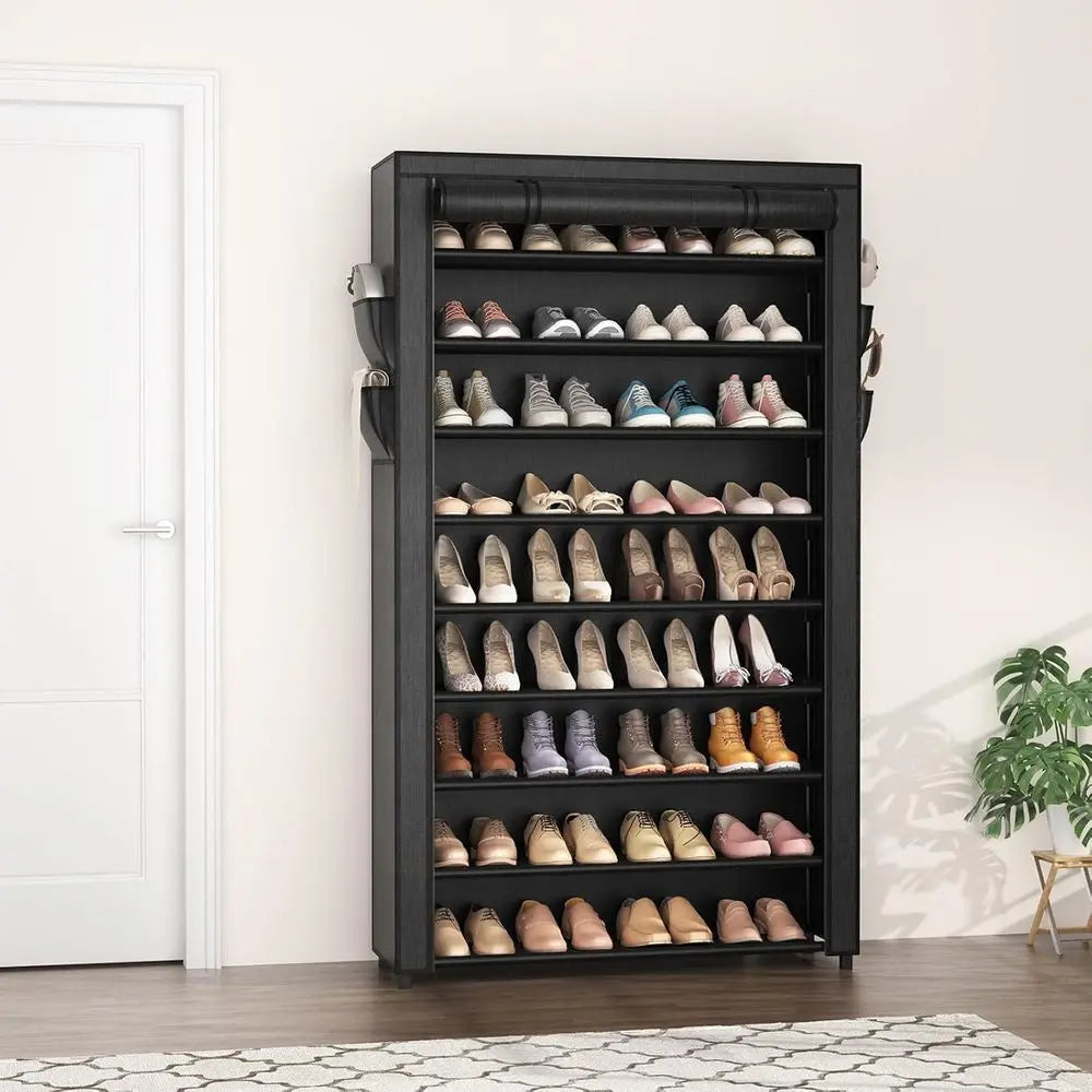 10-Tier Vertical Shoe Organizer with Covers - Large Capacity Storage for 40 Pairs, Space-Saving Shoe Rack for Home, Closet, Entr - Buy online at  Vibe In Cart.