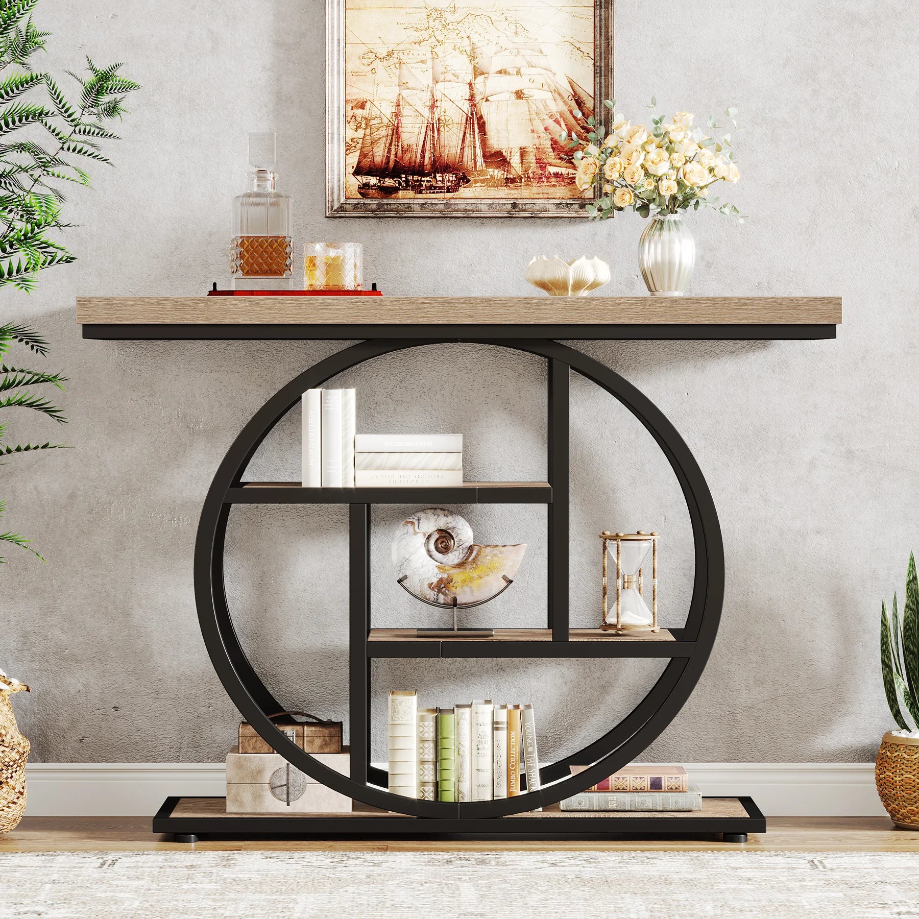 4-Tier Industrial Console Table, 41.3-Inch Metal for Entryway