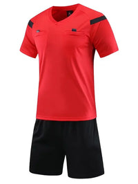 Men's Polyester Soccer Referee Uniform with Jersey and Shorts