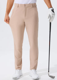 Men's Stretch Slim Straight Lightweight Polyester Golf Pants, Full Length