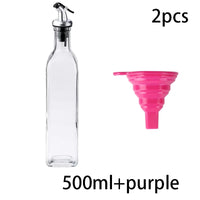 Glass Olive Oil Dispenser Bottle with Silicone Funnel for Kitchen