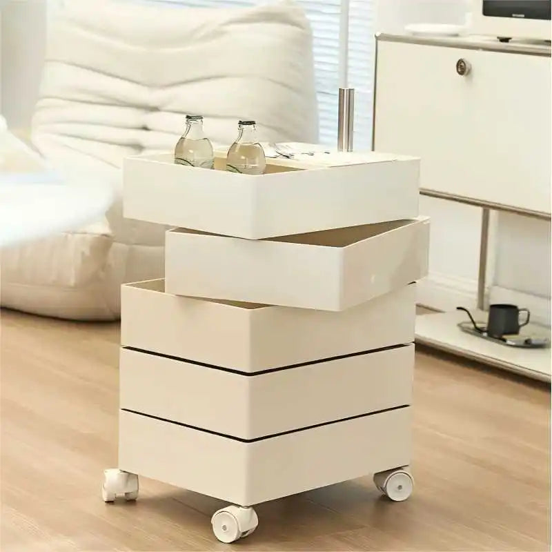 Rotating Storage Cabinet Movable Bedside Table Side Cabinet Cosmetic Storage Cabinet Bedroom Living Room Furniture  Nightstand - Buy online at  Vibe In Cart.