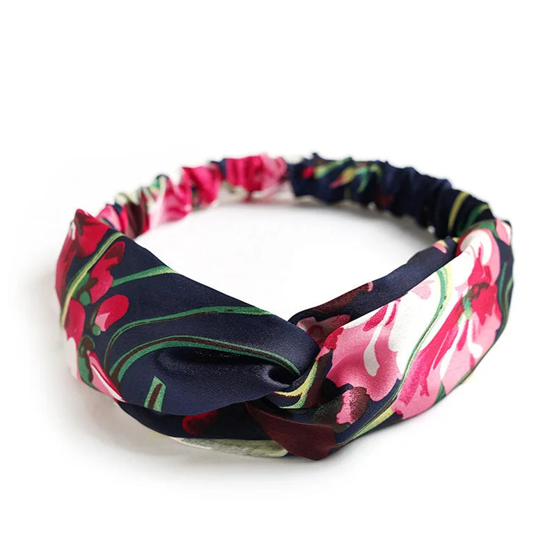 Women's Geometric Acrylic Elastic Headbands with Cross Knot