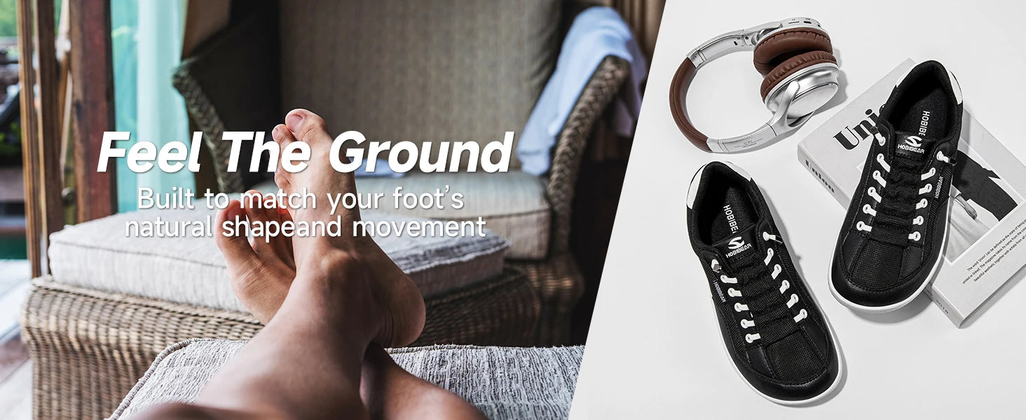 HOBIBEAR Wide-Toe-Box Barefoot Shoes Womens Mens Zero Drop Slip On Sneakers Minimalist Walking Shoes - Buy online at  Vibe In Cart.