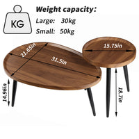 Round Coffee Table Set of 2 Rustic for Living Room Modern Nesting Tables for Balcony Office with Wood Table Top And Metal Legs - Buy online at  Vibe In Cart.