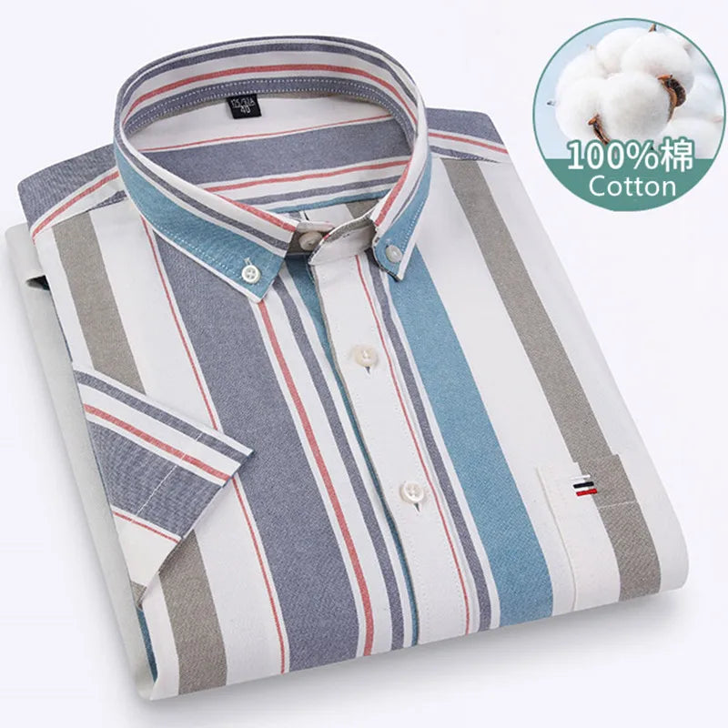 Larger Size 7XL 6XL Classic Men's Short Sleeve Shirt 100% Oxford Cotton Casual College Soft Plaid Stripe Solid Business Slim Fit - Buy online at  Vibe In Cart.