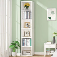 new70.9 Inch Tall Narrow Bookcase, Modern White Corner Bookcase with Storage, 6 Tier Cube Display Shelves for Home Office - Buy online at  Vibe In Cart.
