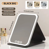 Portable LED Makeup Mirror with 3 Light Colors and Adjustable Brightness