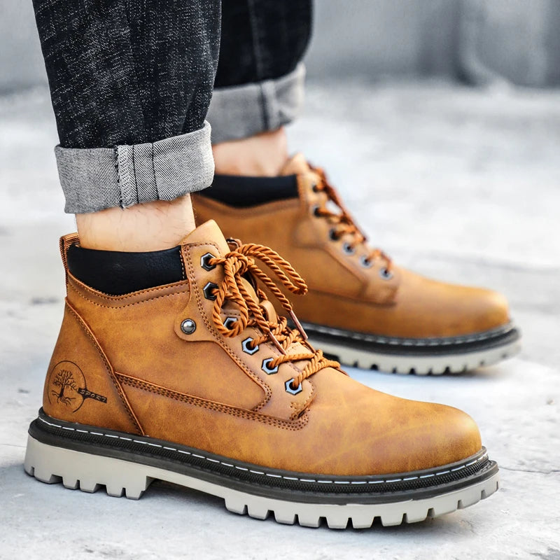 Autumn and Winter New Casual High-Top Men's Boots Men's Thick-Soled Short Boots Chelsea Boots Fashion Versatile Business Shoes Driving Shoes - Buy online at  Vibe In Cart.