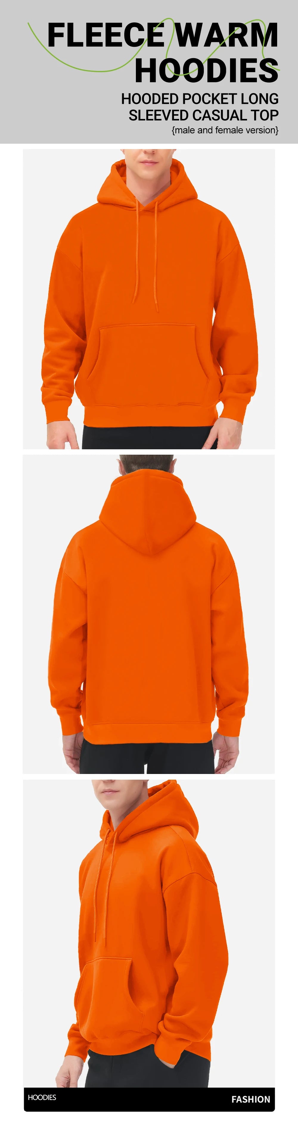 Autumn Man's Hoodie Solid Color Tops Fashion Casual Streetwear Simple Basic Hoody Personality Loose Clothing Sport Outwear - Buy online at  Vibe In Cart.
