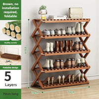 Folding Multi-Level Bamboo Shoe Rack for Living Room Storage