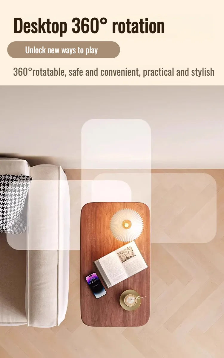 Adjustable Height Rotating Foldable Coffee Table with Storage