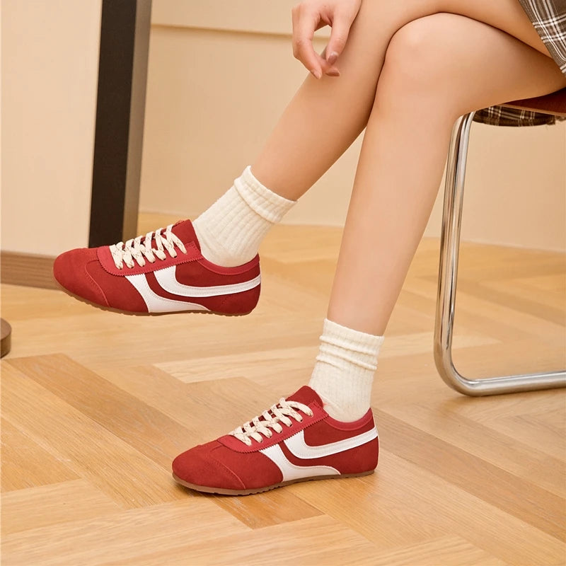 German Training Shoes Women 2025 New Genuine Leather Women Sneakers Flat Lace-up Retro Large Size Forrest Gump Shoes Women - Buy online at  Vibe In Cart.