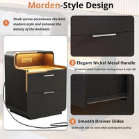 LIKIMIO Nightstand with Charging Station and LED Lights, Night Stand with Pull-Out Shelf, Bedside Table for Bedroom, Black - Buy online at  Vibe In Cart.