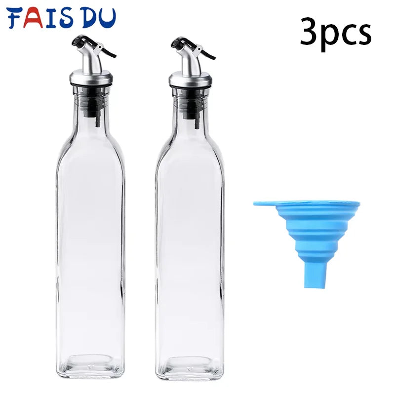FAIS DU Glass Oil Bottle Olive Oil Dispenser for Kitchen with Silicone Funne Kitchen Seasoning Sauce Vinegar Bottle Kitchen Tool - Buy online at  Vibe In Cart.