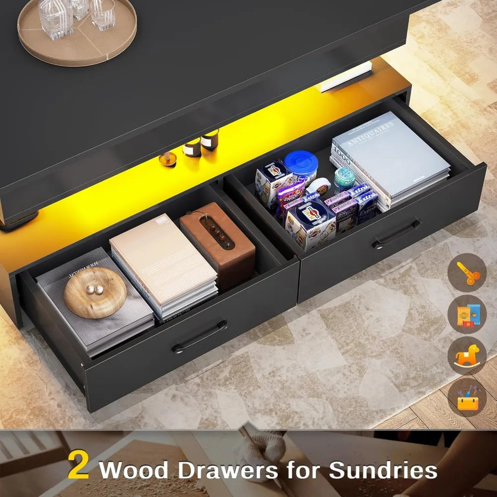 40" Lift Top Coffee Table, Coffee Tables with Storage for Living Room, Small Coffee Table with 2 Drawers & LED Light for Dining - Buy online at  Vibe In Cart.