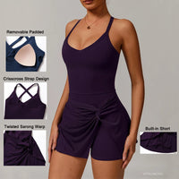 VITALINOVO Womens Tennis Dress with Shorts Underneath Workout Dress with Built-in Bra Deep V Neck Athletic Dresses Golf Dress - Buy online at  Vibe In Cart.