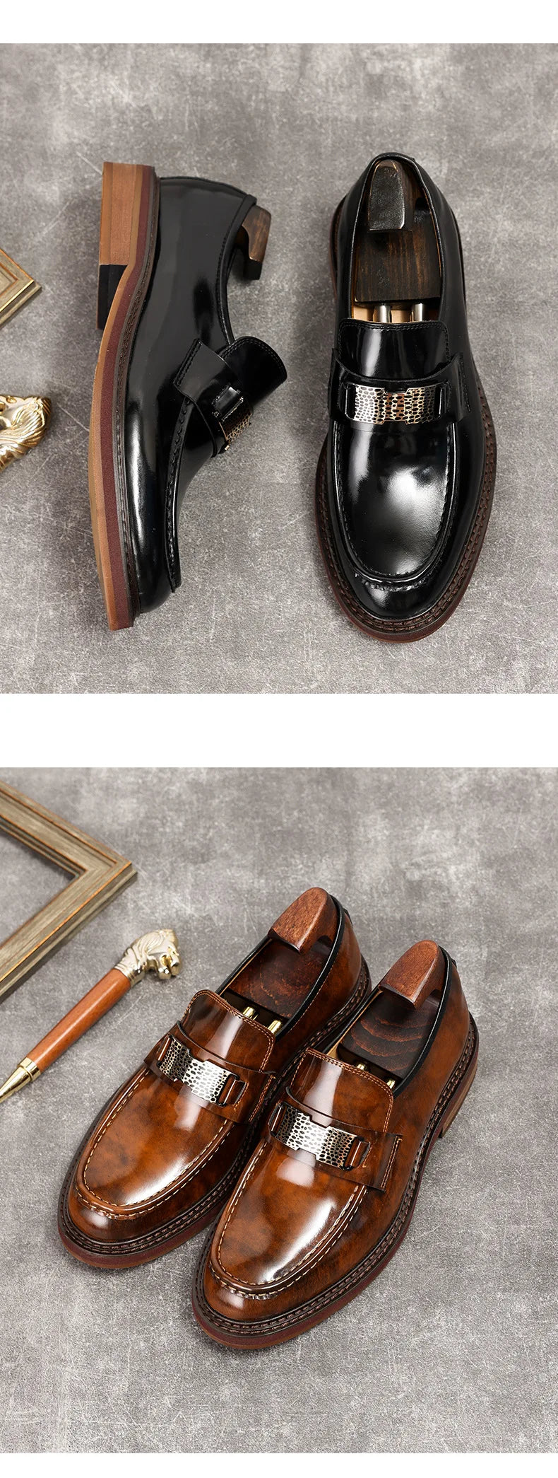 Leather Men Formal Shoes Luxury Brand 2025 Men's Loafers Dress Moccasins Breathable Slip on Brown Driving Shoes Plus Size 37-45 - Buy online at  Vibe In Cart.