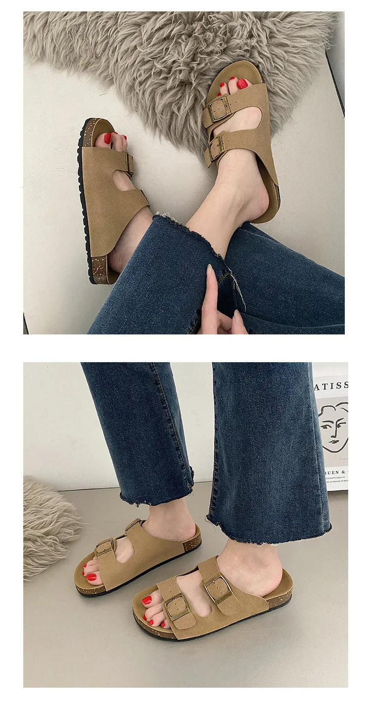 Men's Arch Support Slides Sandals With Adjustable Buckle