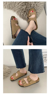 Men's Arch Support Slides Sandals With Adjustable Buckle