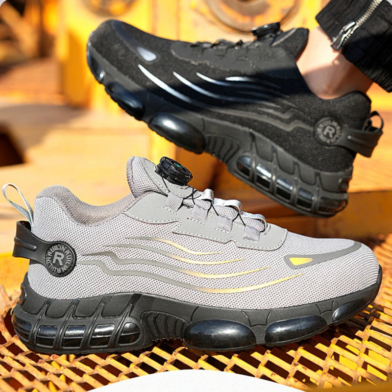 Rotary Button Safety Shoes Men Steel Toe Sneakers Puncture Proof Work Safety Boots Air Cushion Sport Work Shoes Anti-smash Boots - Buy online at  Vibe In Cart.