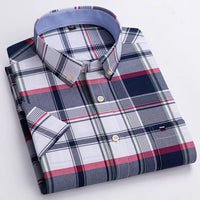 Larger Size 7XL 6XL Classic Men's Short Sleeve Shirt 100% Oxford Cotton Casual College Soft Plaid Stripe Solid Business Slim Fit - Buy online at  Vibe In Cart.
