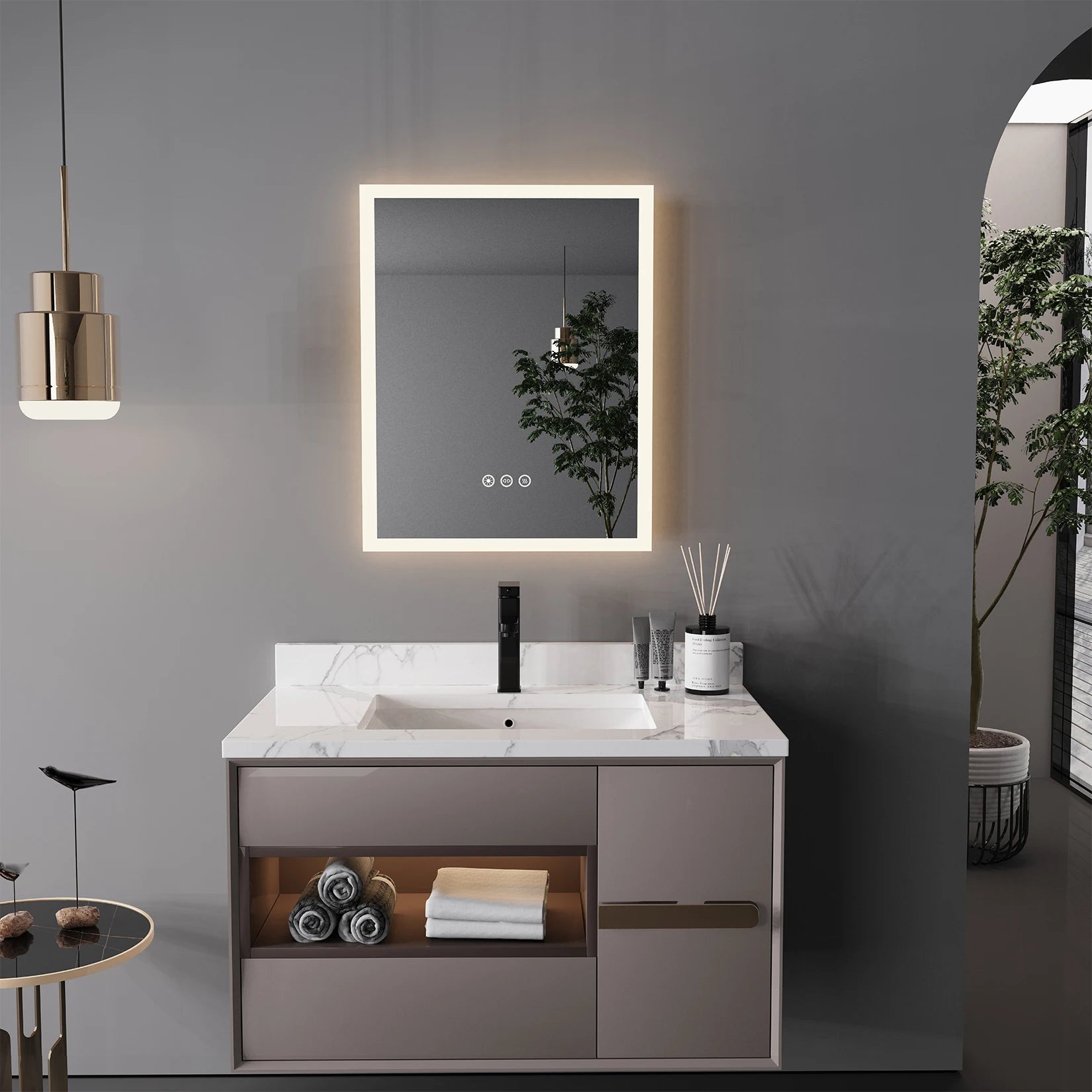 16x20 inch LED Lighted Bathroom Mirror with Anti-Fog, Wall Mounted Vanity Mirror with Smart Touch Button, Memory Function - Buy online at  Vibe In Cart.